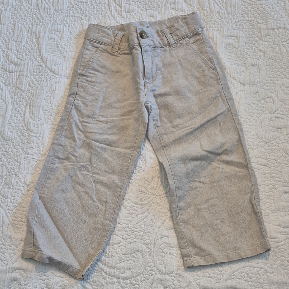 Janie And Jack Boys 2t Linen Blend Convertible Leg Pants Light Tan Vguc